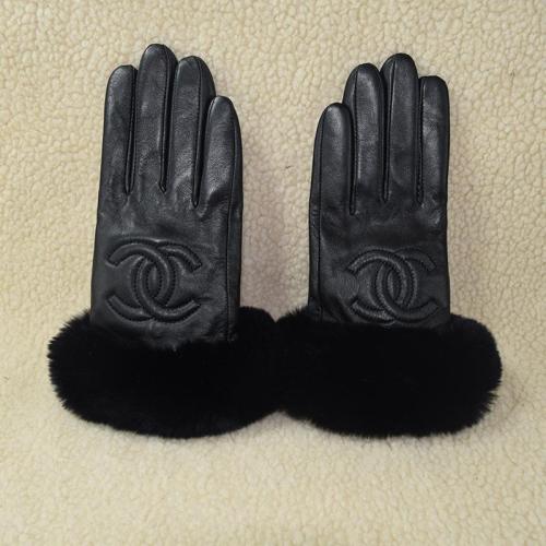Women's fur leather gloves, with box
