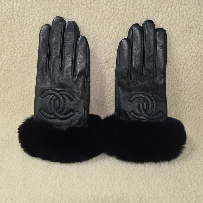 Women's fur leather gloves, with box