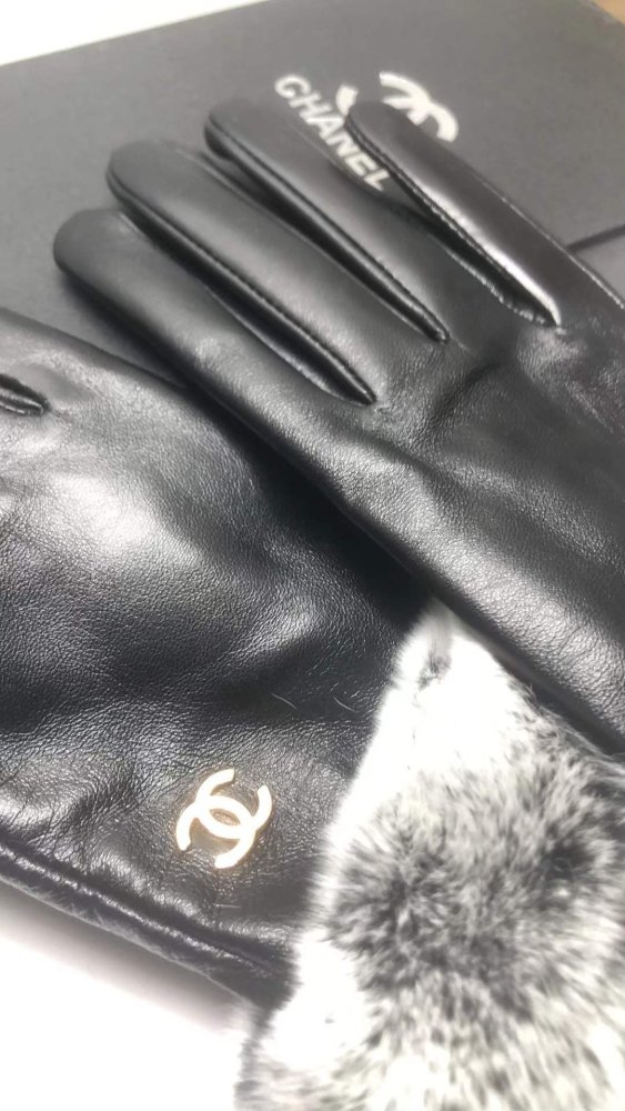 Women's fur leather gloves, with box