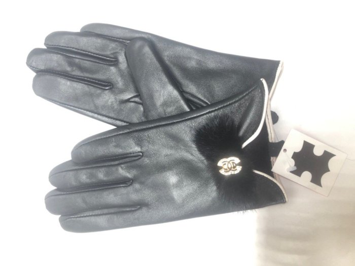 Women's fur leather gloves, with box