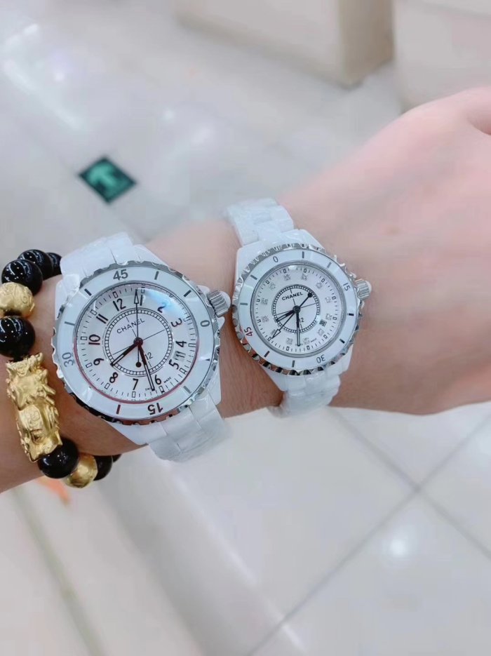Men and women couple watches, quartz electronic watches, ceramic watches，size : Man 38mm， Women 33mm