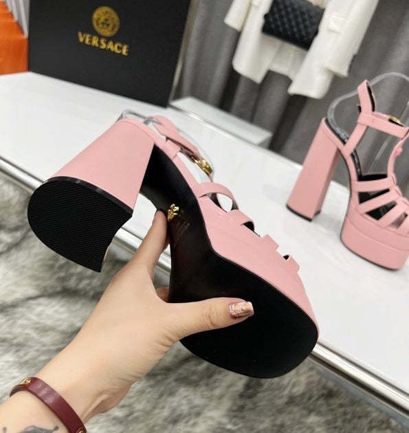 Women heel leather shoes, heel 15cm,waterproof platform 5.5 cm,size 34-42, with box , SS110-182-187