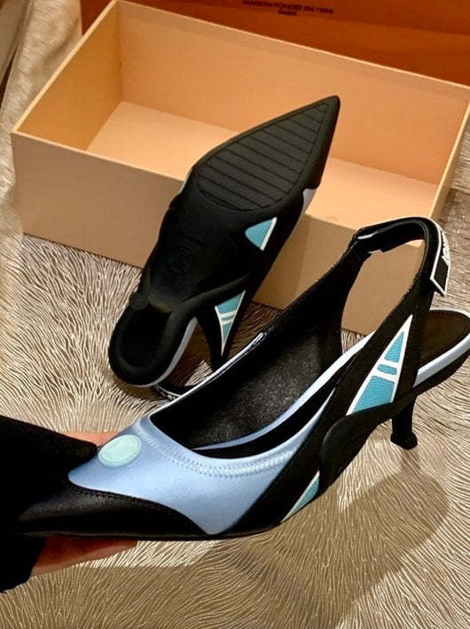 Women heel leather silk shoes, heel 5.5cm,size 34-41, with box , SS110-174-181