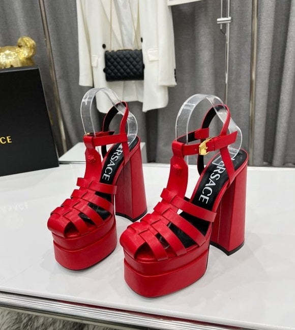 Women heel leather shoes, heel 15cm,waterproof platform 5.5 cm,size 34-42, with box , SS110-182-187