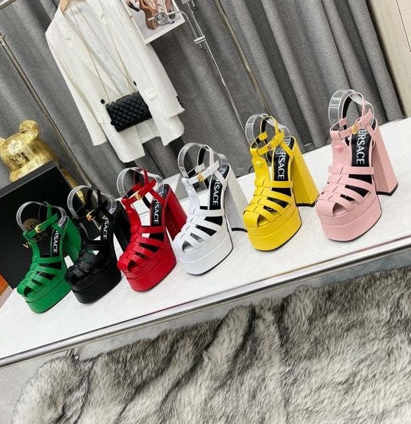 Women heel leather shoes, heel 15cm,waterproof platform 5.5 cm,size 34-42, with box , SS110-182-187