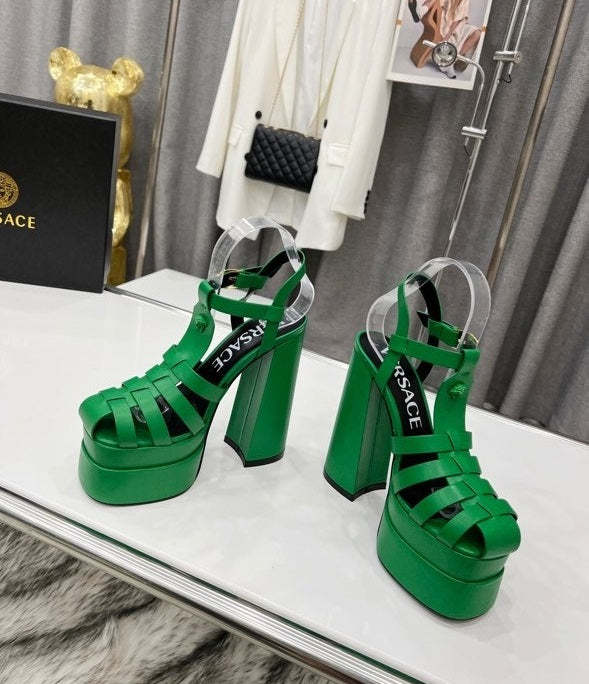 Women heel leather shoes, heel 15cm,waterproof platform 5.5 cm,size 34-42, with box , SS110-182-187