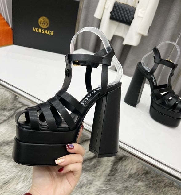 Women heel leather shoes, heel 15cm,waterproof platform 5.5 cm,size 34-42, with box , SS110-182-187