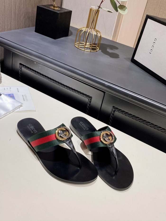 Flat leather sandals slippers , size 35-43 , with box, SS60-1337-1338