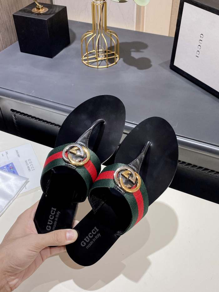 Flat leather sandals slippers , size 35-43 , with box, SS60-1337-1338