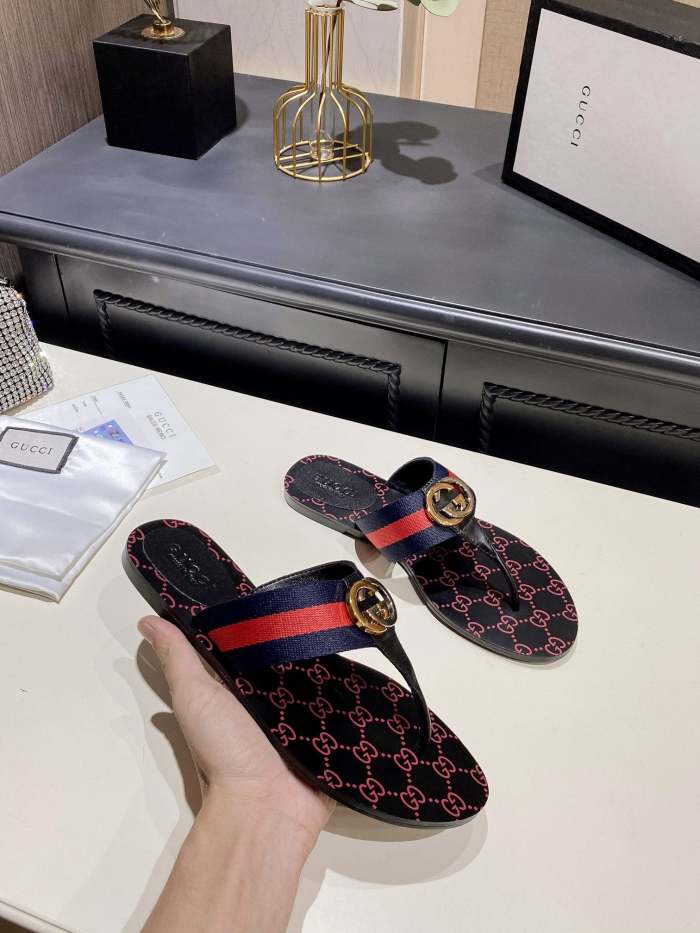 Flat leather sandals slippers , size 35-43 , with box, SS60-1337-1338
