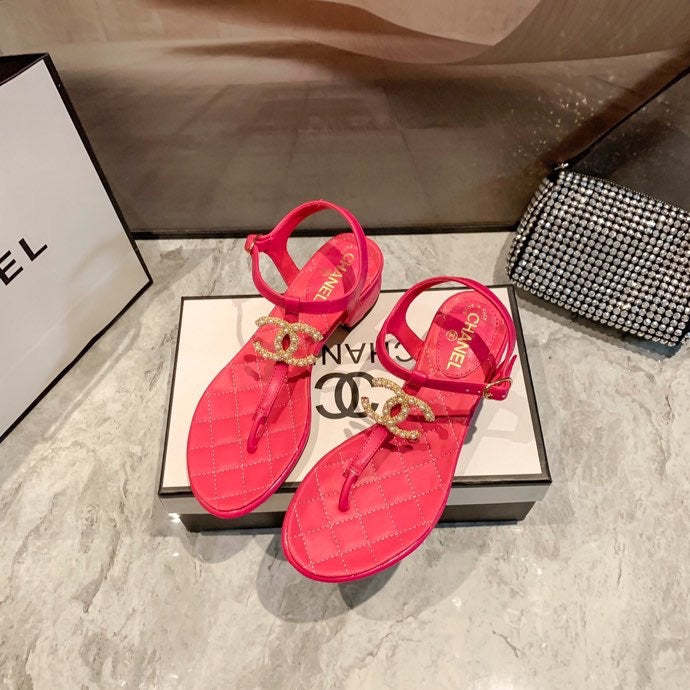 Flat leather sandals slippers , size 34-40 , with box, SS60-1390-1393
