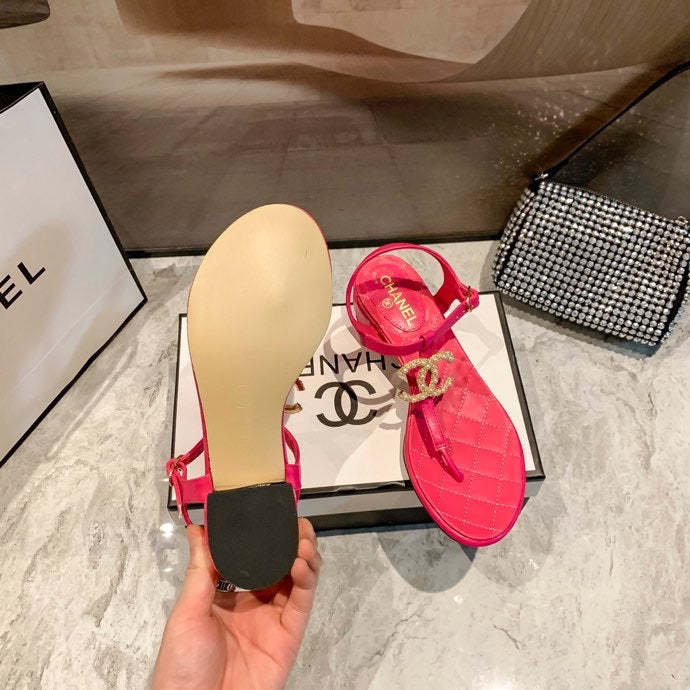 Flat leather sandals slippers , size 34-40 , with box, SS60-1390-1393