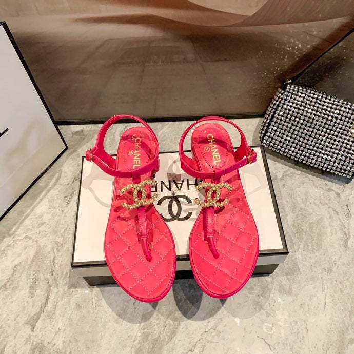 Flat leather sandals slippers , size 34-40 , with box, SS60-1390-1393