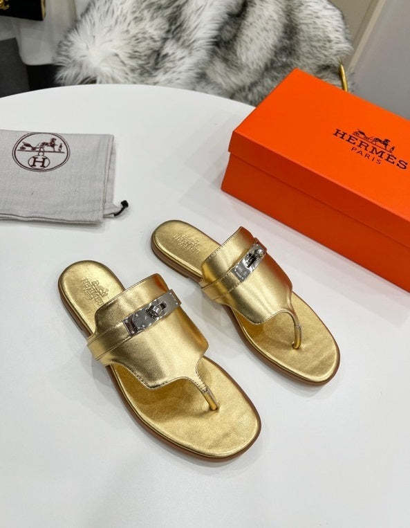 Flat leather sandals slippers , size 35-44 ,with box, SS70-1202-1207