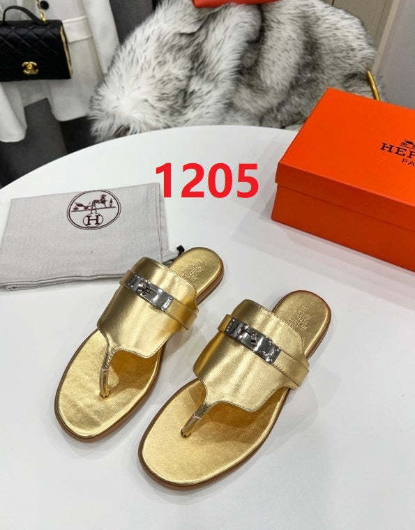 Flat leather sandals slippers , size 35-44 ,with box, SS70-1202-1207