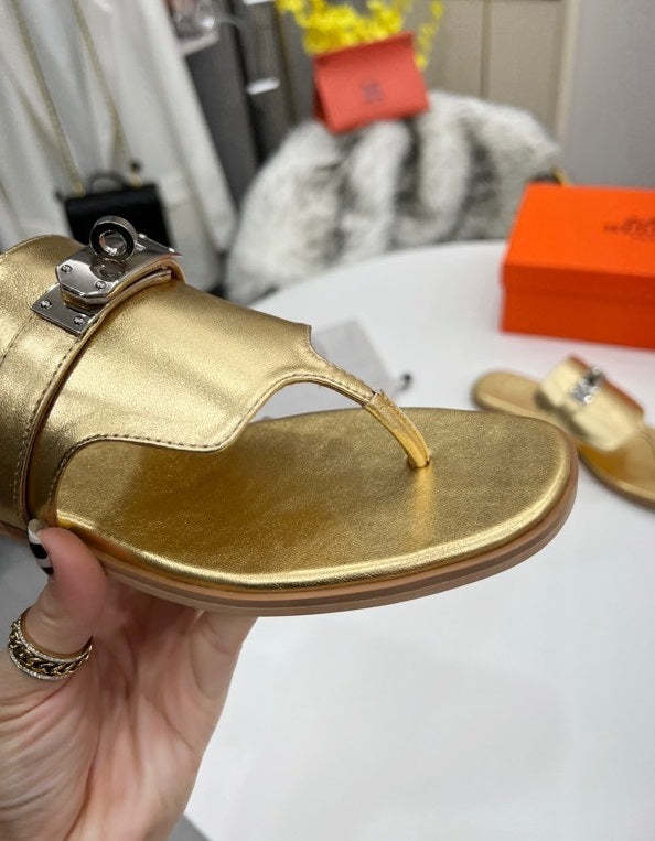 Flat leather sandals slippers , size 35-44 ,with box, SS70-1202-1207