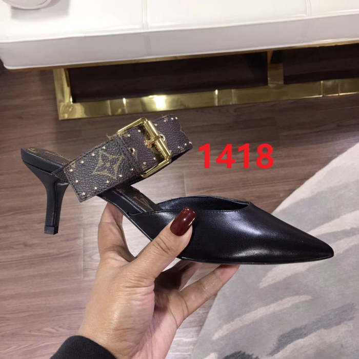 women flat shoes, heel shoes, heel 6.5cm, size 34-43, with box, SS60-1417-1418