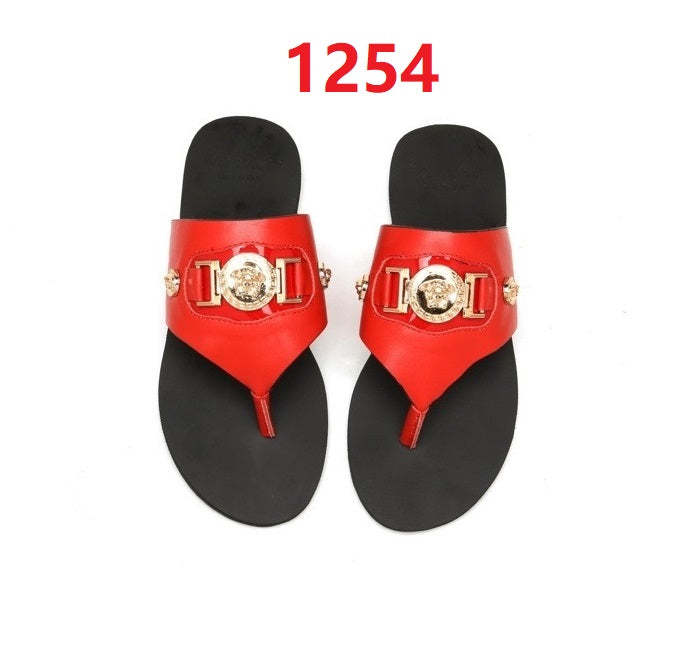 Flat leather sandals slippers , size 35-42 ,with box, SS70-1251-1254