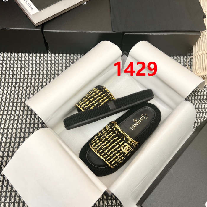 Flat leather sandals slippers , size 35-41 ,with box, SS60-1428-1429