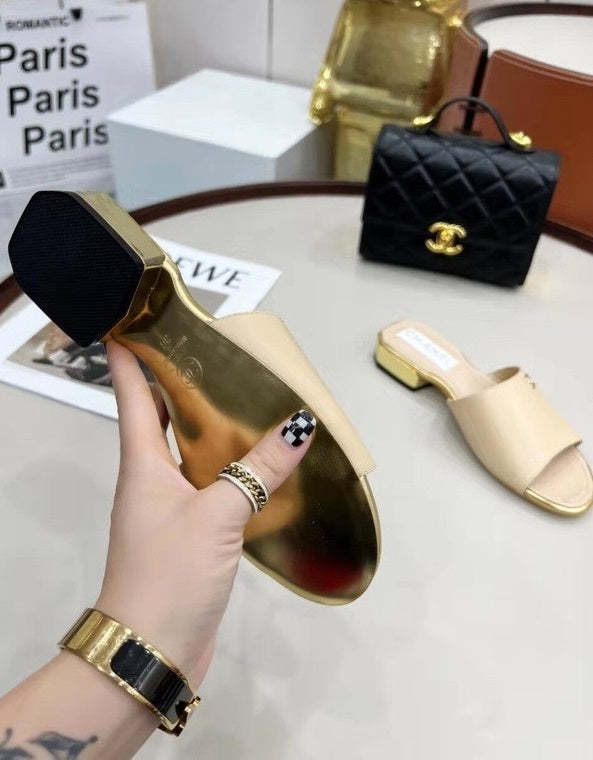 Flat leather sandals slippers , size 35-41 ,with box, SS70-1244-1246
