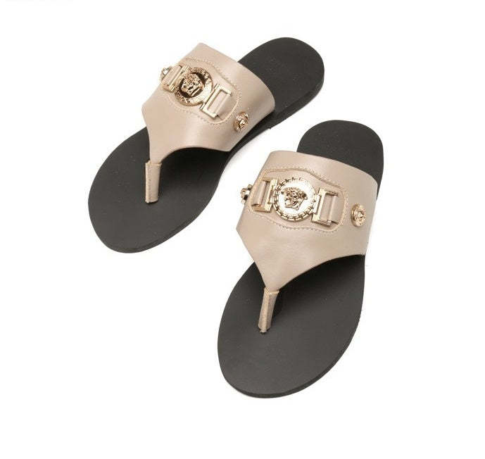 Flat leather sandals slippers , size 35-42 ,with box, SS70-1251-1254
