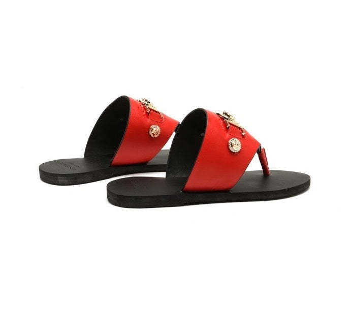 Flat leather sandals slippers , size 35-42 ,with box, SS70-1251-1254
