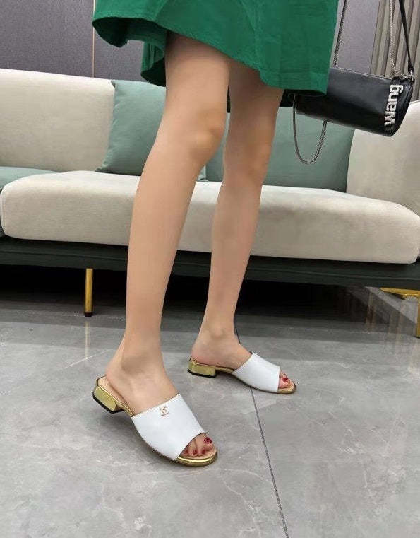 Flat leather sandals slippers , size 35-41 ,with box, SS70-1244-1246