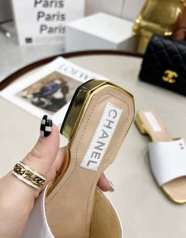 Flat leather sandals slippers , size 35-41 ,with box, SS70-1244-1246