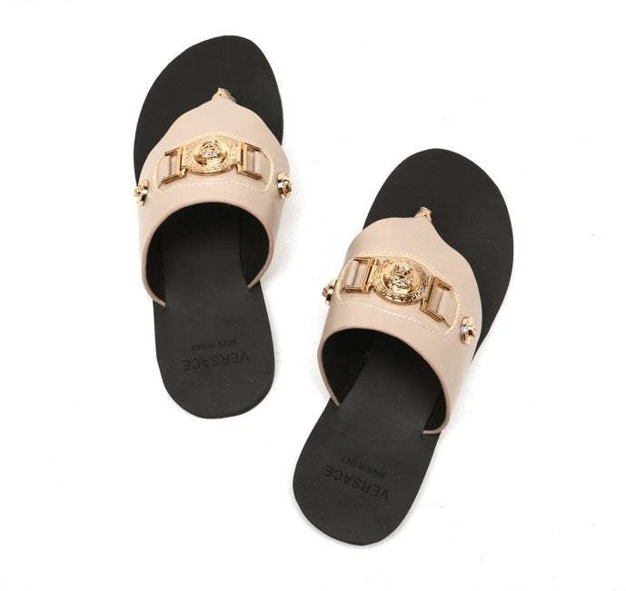 Flat leather sandals slippers , size 35-42 ,with box, SS70-1251-1254