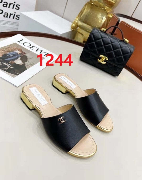 Flat leather sandals slippers , size 35-41 ,with box, SS70-1244-1246