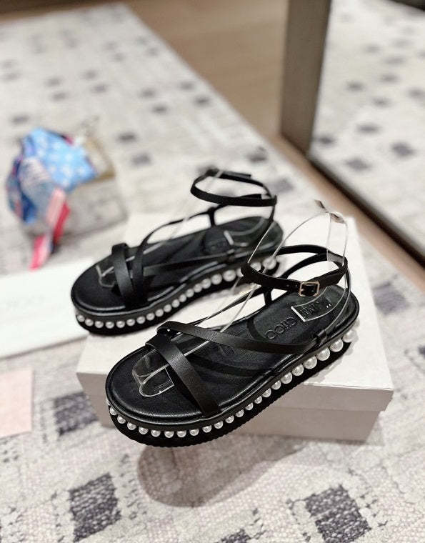 Flat leather sandals slippers , size 35-41 ,with box, SS110-209-210