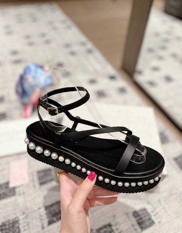 Flat leather sandals slippers , size 35-41 ,with box, SS110-209-210