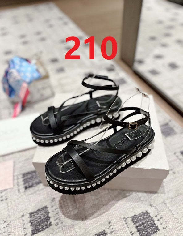 Flat leather sandals slippers , size 35-41 ,with box, SS110-209-210
