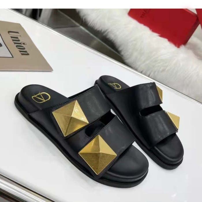 Flat leather sandals slippers , size 34-41 ,with box, SS60-1487-1488