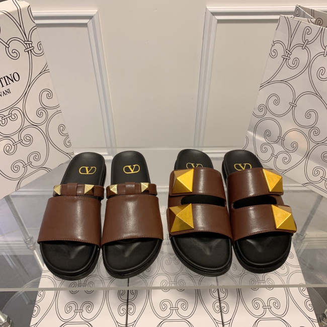 Flat leather sandals slippers , size 34-41 ,with box, SS60-1491-1492