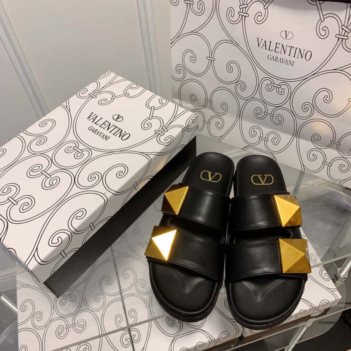 Flat leather sandals slippers , size 34-41 ,with box, SS60-1487-1488