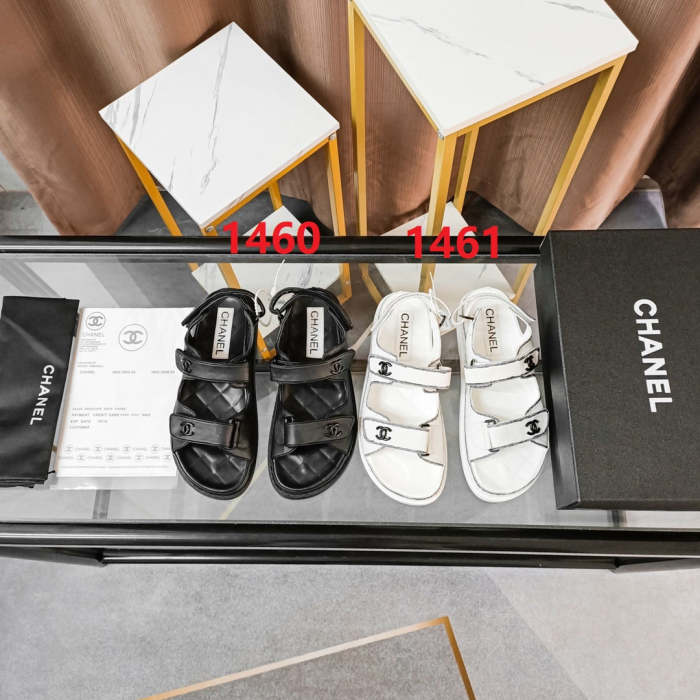 Flat leather sandals slippers , size 35-41 ,with box, SS60-1460-1461