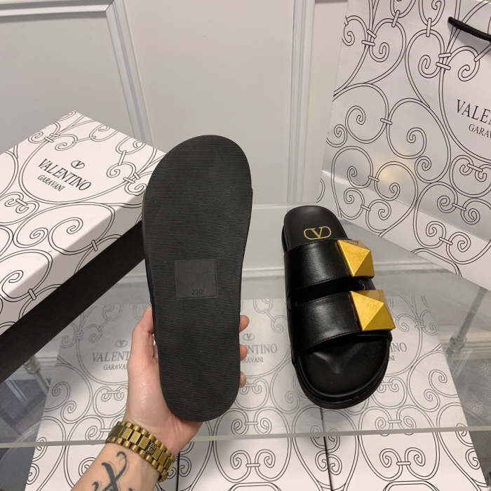 Flat leather sandals slippers , size 34-41 ,with box, SS60-1487-1488