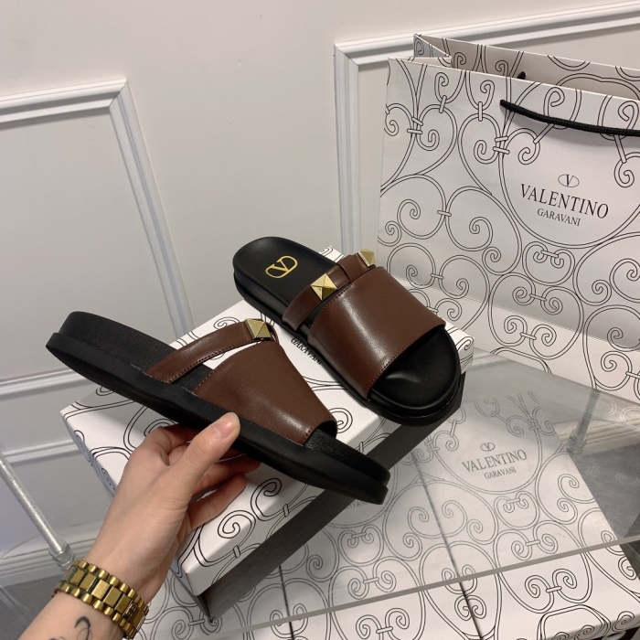 Flat leather sandals slippers , size 34-41 ,with box, SS60-1491-1492