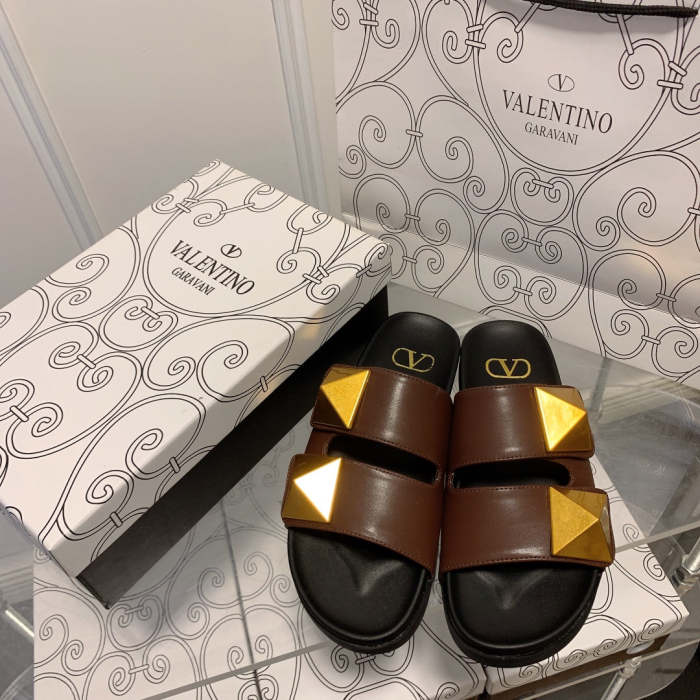 Flat leather sandals slippers , size 34-41 ,with box, SS60-1491-1492