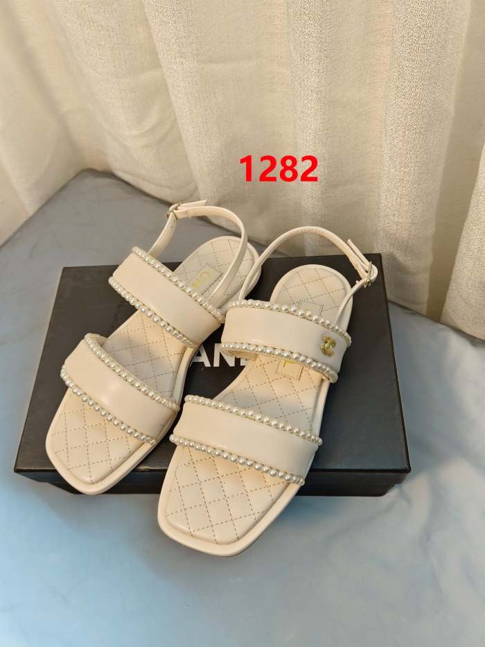 Flat leather sandals slippers , size 35-40 ,with box, SS70-1281-1282
