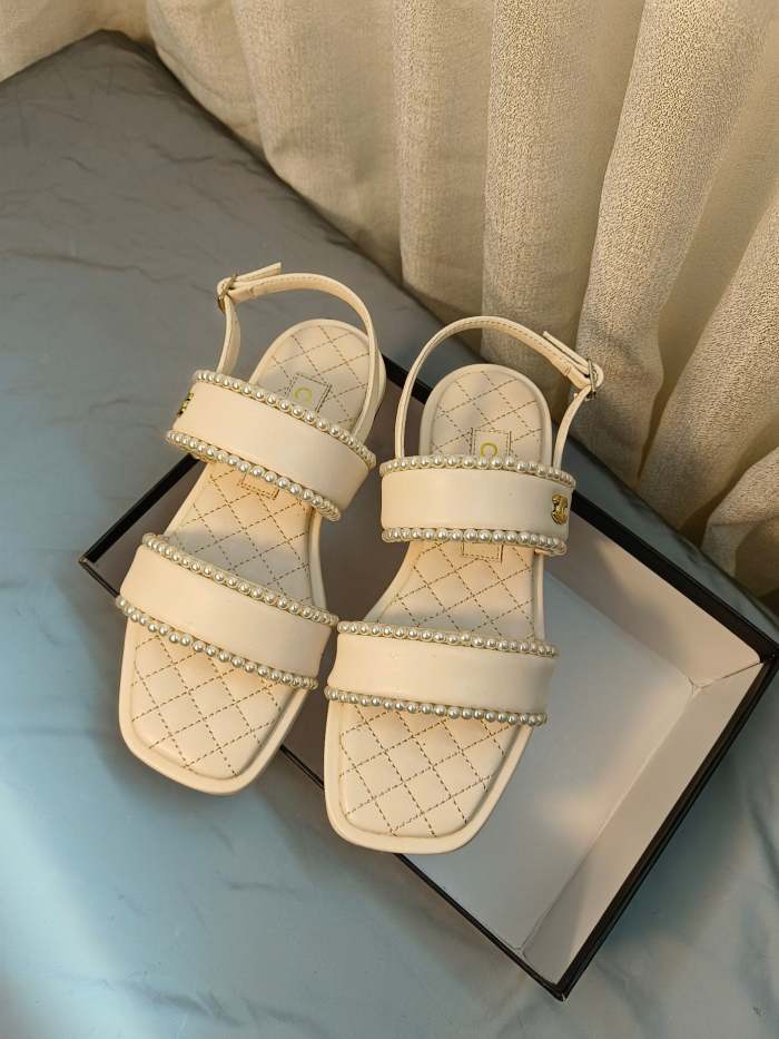 Flat leather sandals slippers , size 35-40 ,with box, SS70-1281-1282
