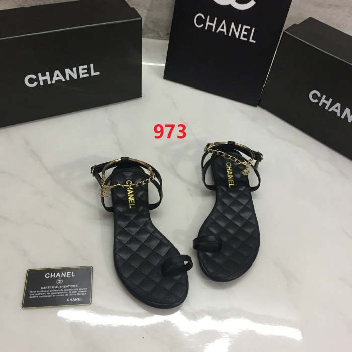 Flat leather sandals slippers , size 35-40 ,with box, SS50-973-974