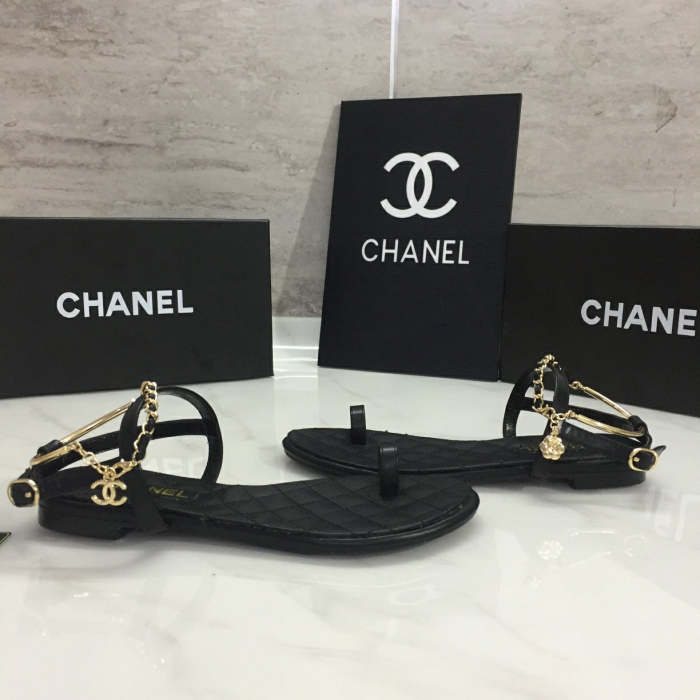 Flat leather sandals slippers , size 35-40 ,with box, SS50-973-974
