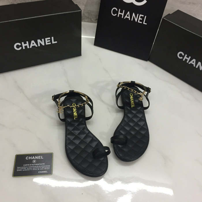 Flat leather sandals slippers , size 35-40 ,with box, SS50-973-974