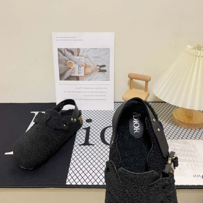 Women Men fur flat shoes,size 35-45, SS70-1587-1588