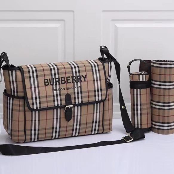 Canvas and split leather baby diaper bag + nursing bottle bag+ cushion, AAA, no box,diaper bag size 45x30x13cm,B98-47