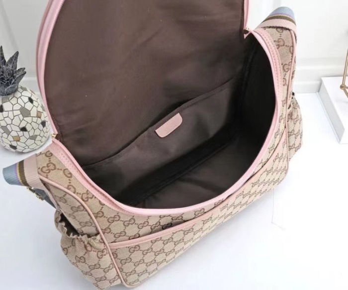 Canvas and split leather baby diaper bag + nursing bottle bag+ cushion, AAA, no box,diaper bag size  40x30x14cm,B98-28
