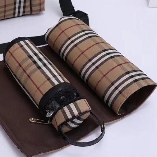 Canvas and split leather baby diaper bag + nursing bottle bag+ cushion, AAA, no box,diaper bag size  45x30x13cm,B98-47