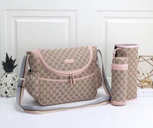 Canvas and split leather baby diaper bag + nursing bottle bag+ cushion, AAA, no box,diaper bag size  40x30x14cm,B98-28